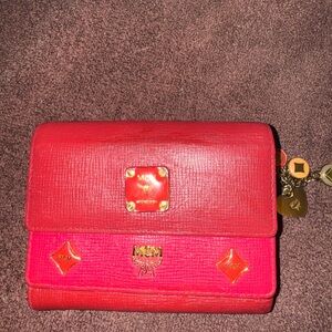 MCM Red and pink Leather Wallet with charms.
